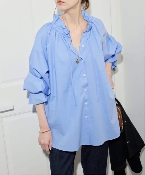 SLOBE IENA（スローブイエナ）の「《WEB限定/追加2》タイプライターフリルカラーブラウス（シャツ/ブラウス・レディース・サックスブルー・FREE）」の21枚目の写真