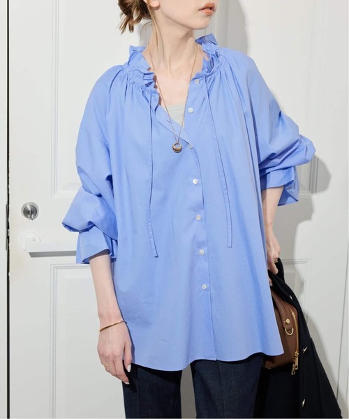 SLOBE IENA（スローブイエナ）の「《WEB限定/追加2》タイプライターフリルカラーブラウス（シャツ/ブラウス・レディース・サックスブルー・FREE）」の22枚目の写真