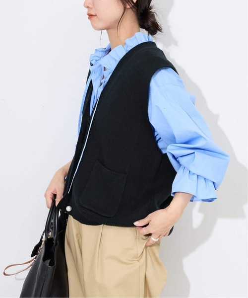 SLOBE IENA（スローブイエナ）の「《WEB限定/追加2》タイプライターフリルカラーブラウス（シャツ/ブラウス・レディース・サックスブルー・FREE）」の2枚目の写真