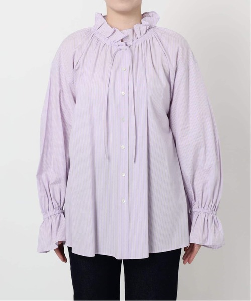 SLOBE IENA（スローブイエナ）の「《WEB限定/追加2》タイプライターフリルカラーブラウス（シャツ/ブラウス・レディース・サックスブルー・FREE）」の6枚目の写真