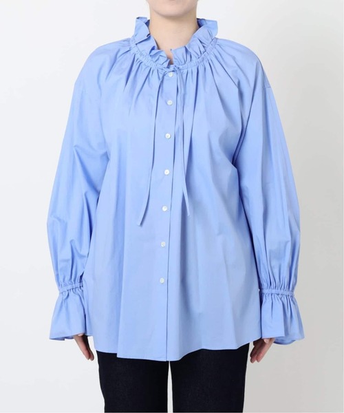 SLOBE IENA（スローブイエナ）の「《WEB限定/追加2》タイプライターフリルカラーブラウス（シャツ/ブラウス・レディース・サックスブルー・FREE）」の12枚目の写真