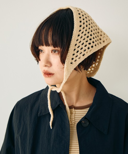 Crisp(クリスプ)の「メッシュニットバブーシュカ(その他ヘアアクセサリー・レディース・グレー/アイボリー/ブラウン・FREE)」の3枚目の写真