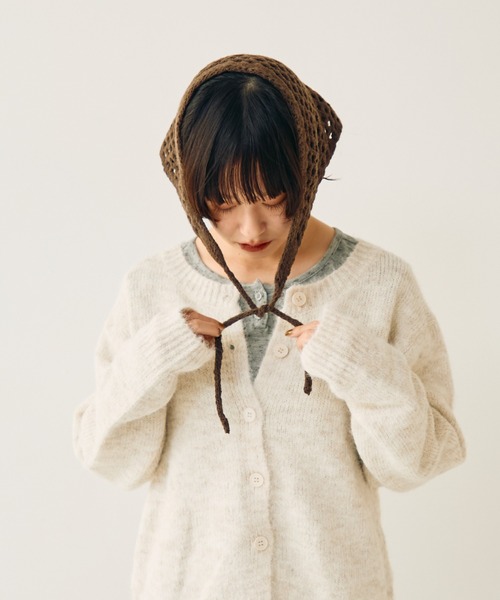 Crisp(クリスプ)の「メッシュニットバブーシュカ(その他ヘアアクセサリー・レディース・グレー/アイボリー/ブラウン・FREE)」の6枚目の写真