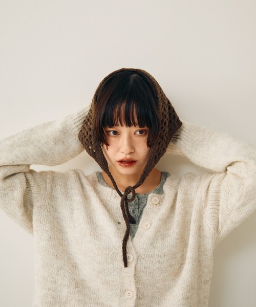 Crisp(クリスプ)の「メッシュニットバブーシュカ(その他ヘアアクセサリー・レディース・グレー/アイボリー/ブラウン・FREE)」の8枚目の写真
