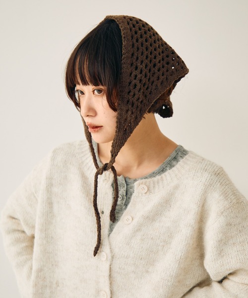 Crisp(クリスプ)の「メッシュニットバブーシュカ(その他ヘアアクセサリー・レディース・グレー/アイボリー/ブラウン・FREE)」の16枚目の写真