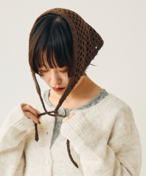 Crisp(クリスプ)の「メッシュニットバブーシュカ(その他ヘアアクセサリー・レディース・グレー/アイボリー/ブラウン・FREE)」の14枚目の写真