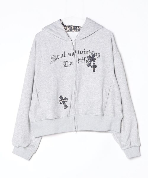 gossip！ロサンゼルス（ゴシップロサンゼルス）の「Y2K 【秋冬新作】レオパード  刺繍フードゆったり パーカー（パーカー・レディース・グレー・M）」の16枚目の写真
