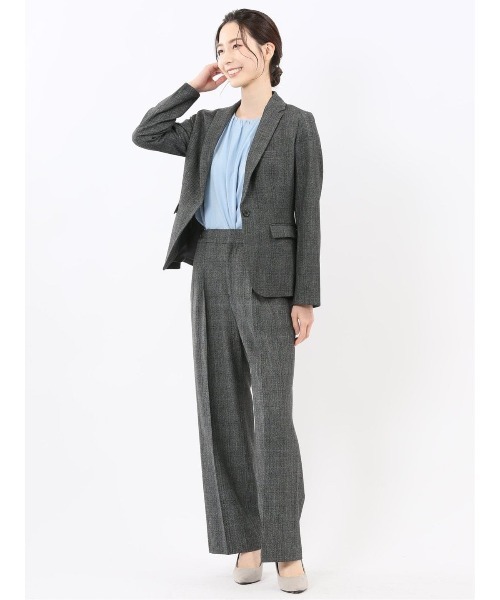m.f.editorial（エムエフエディトリアル）の「【ストレッチ ウォッシャブル】m.f.エディトリアル レディース ウール調 1ボタン ジャケット チェックグレー (セットアップ可能)（スーツジャケット・レディース・グレー系その他2・S/MEDIUM/LARGE/X-LARGE）」の13枚目の写真