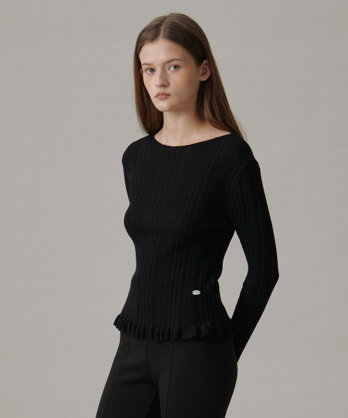 TTUDEMENT（トュードメント）の「BOATNECK RIB KNIT_BLACK（ニット/セーター・レディース・その他・FREE）」の2枚目の写真