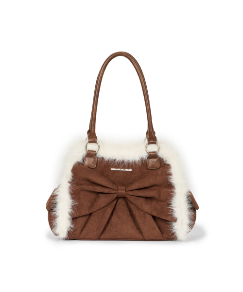 Ribbon Fur Suede Shoulder Bag (Brown)（ショルダーバッグ