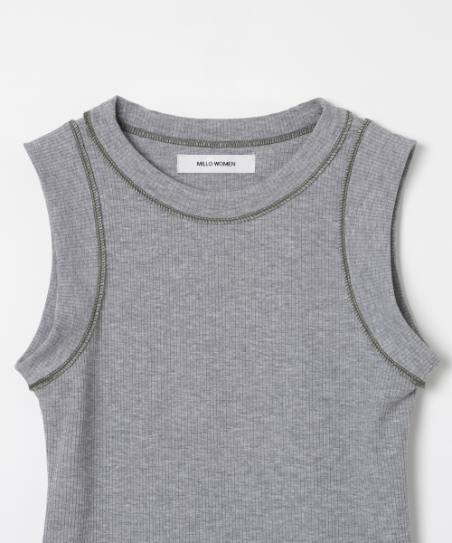 MILLO WOMEN（ミロウーマン）の「ステッチスリーブレストップ[メランジグレー]（Tシャツ/カットソー・レディース・その他・FREE）」の4枚目の写真