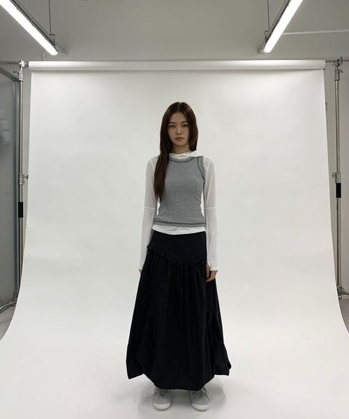 MILLO WOMEN（ミロウーマン）の「ステッチスリーブレストップ[メランジグレー]（Tシャツ/カットソー・レディース・その他・FREE）」の6枚目の写真