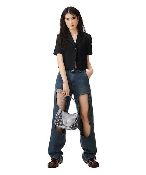 MUSINSA STANDARD WOMAN（ムシンサスタンダードウーマン）の「女性用軽量クロップド半袖ブレザー[ブラック]（テーラードジャケット・レディース・その他・SMALL/MEDIUM/LARGE/X-SMALL）」の16枚目の写真