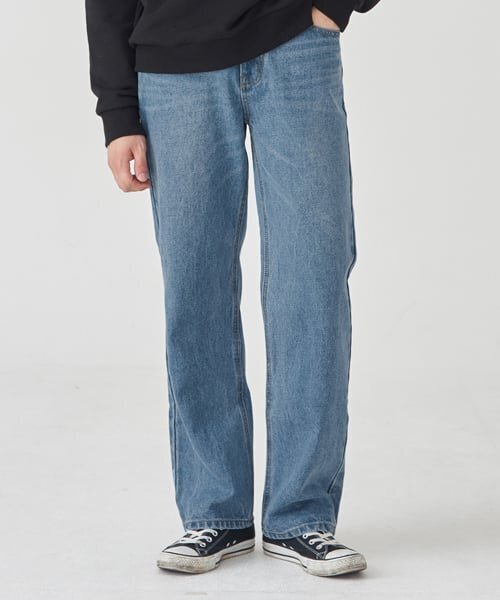 TOFFEE(トフィー)の「GL ワイドデニムパンツ (ライトブルー)(デニムパンツ・メンズ・その他・SMALL/MEDIUM/LARGE/X-LARGE/X-SMALL)」の1枚目の写真