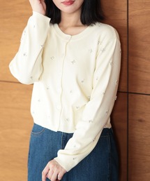 Ruwan yu（ルワンユー）の「ビジュー付きクルーネックカーディガン【大きいサイズ対応】（カーディガン/ボレロ）」