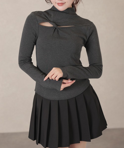 Lace Ladies(レースレディース)の「オフネック ツイスト オープンカット 長袖 裏起毛 トップス(Tシャツ/カットソー・レディース・ブラック/アイボリー/グレー/ブラウン・FREE)」の20枚目の写真