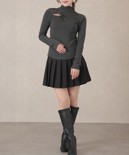 Lace Ladies(レースレディース)の「オフネック ツイスト オープンカット 長袖 裏起毛 トップス(Tシャツ/カットソー・レディース・ブラック/アイボリー/グレー/ブラウン・FREE)」の21枚目の写真