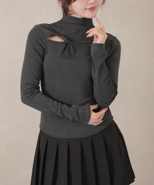 Lace Ladies(レースレディース)の「オフネック ツイスト オープンカット 長袖 裏起毛 トップス(Tシャツ/カットソー・レディース・ブラック/アイボリー/グレー/ブラウン・FREE)」の22枚目の写真