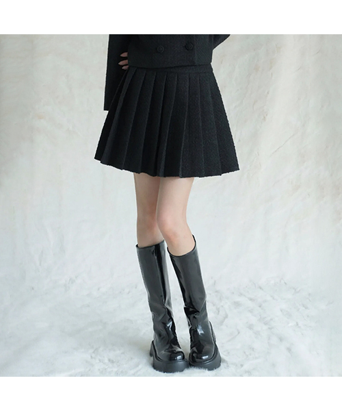 AVANDRESS(アバンドレス )の「Daphne Tweed Pleated Skirt BLACK(スカート・レディース・ブラック・MEDIUM/SMALL)」の1枚目の写真