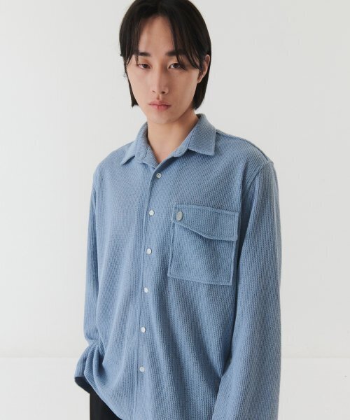 TRIP LE SENS（トリップ ル センス）の「ボタンスリーブニットシャツ_BLUE（シャツ/ブラウス・レディース・その他・LARGE/MEDIUM）」の2枚目の写真