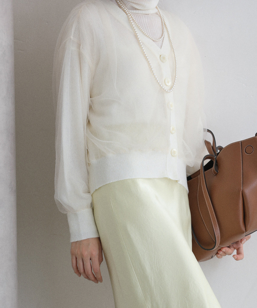 La TOTALITE(ラトータリテ)の「アルパカブレンドチュールカーディガン(カーディガン/ボレロ・レディース・チャコールグレー/ホワイト・FREE)」の16枚目の写真