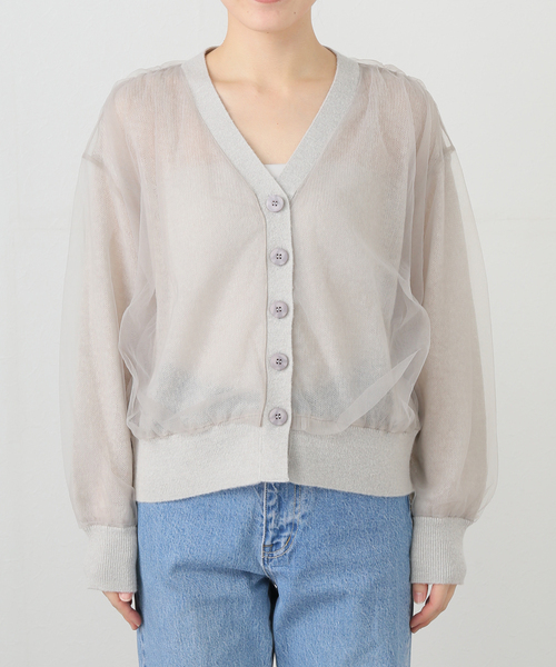 La TOTALITE(ラトータリテ)の「アルパカブレンドチュールカーディガン(カーディガン/ボレロ・レディース・チャコールグレー/ホワイト・FREE)」の7枚目の写真