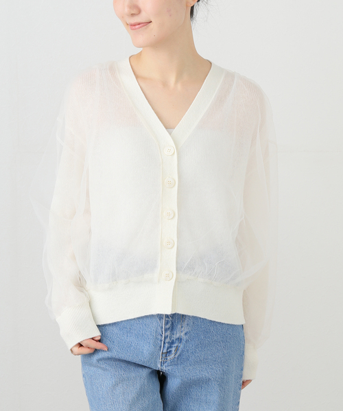 La TOTALITE(ラトータリテ)の「アルパカブレンドチュールカーディガン(カーディガン/ボレロ・レディース・チャコールグレー/ホワイト・FREE)」の5枚目の写真