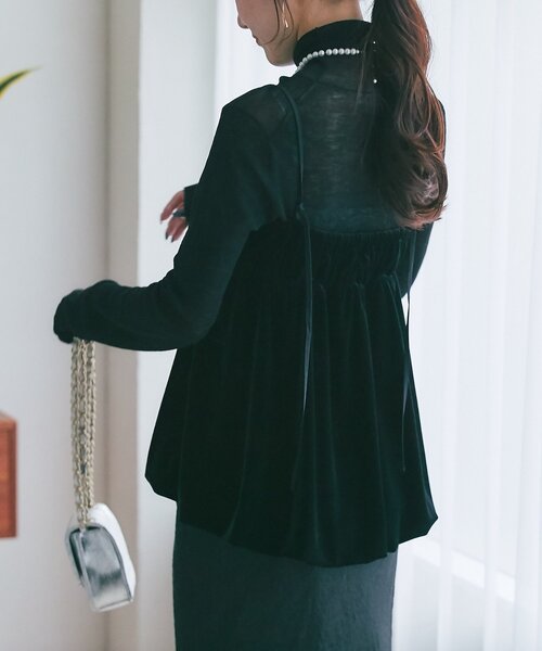 La boutique BonBon（ラブティックボンボン）の「【クラスアップコーデのポイントに】ベロアキャミブラウス（キャミソール・レディース・ブラウン/チャコールグレー/ブラック・FREE）」の11枚目の写真