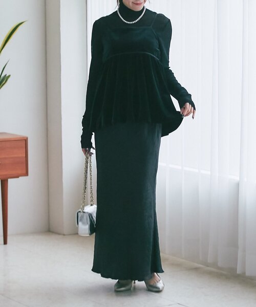 La boutique BonBon（ラブティックボンボン）の「【クラスアップコーデのポイントに】ベロアキャミブラウス（キャミソール・レディース・ブラウン/チャコールグレー/ブラック・FREE）」の14枚目の写真