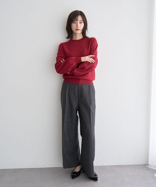 YECCA VECCA（イェッカヴェッカ）の「【尾崎紗代子×YECCA VECCA】ツイードストレートパンツ（その他パンツ・レディース・ブラウン/チャコールグレー・M/S）」の5枚目の写真