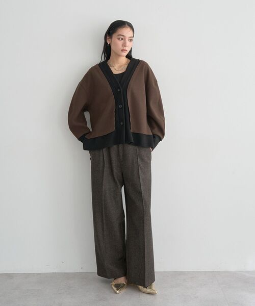 YECCA VECCA（イェッカヴェッカ）の「【尾崎紗代子×YECCA VECCA】ツイードストレートパンツ（その他パンツ・レディース・ブラウン/チャコールグレー・M/S）」の9枚目の写真