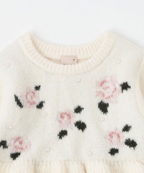 petit main（プティマイン）の「【フワもちっと/リンク】お花パールニット＜セットアップ対応＞（ニット/セーター・キッズ・トップグレー/アイボリー・L(120-130cm)/M(100-110cm)/S(80-90cm)）」の8枚目の写真