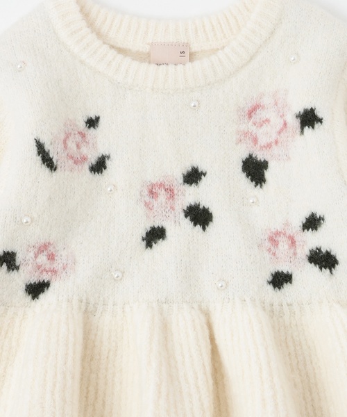 petit main（プティマイン）の「【フワもちっと/リンク】お花パールニット＜セットアップ対応＞（ニット/セーター・キッズ・トップグレー/アイボリー・L(120-130cm)/M(100-110cm)/S(80-90cm)）」の9枚目の写真
