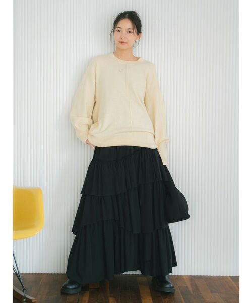 Ungrid（アングリッド）の「カットオフデザインラッフルスカート（スカート・レディース・その他1/オフホワイト/ブラック・FREE）」の7枚目の写真
