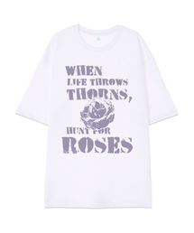 [オーバーサイズ]ローズ13番手綿ラウンドネック半袖Tシャツ_ホワイト