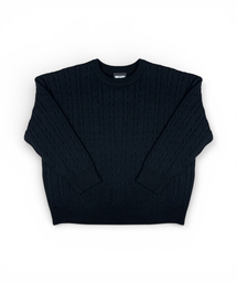 BORN SLIPPY（ボーンスリッピー）の「Cable Round Neck Knit (Black)（ニット/セーター）」