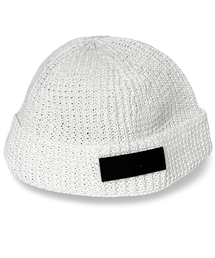 BLESSED BULLET（ブレスドブレッド）の「レザーロゴウォッチキャップショートビーニー-コールドホワイト（ニットキャップ/ビーニー）」