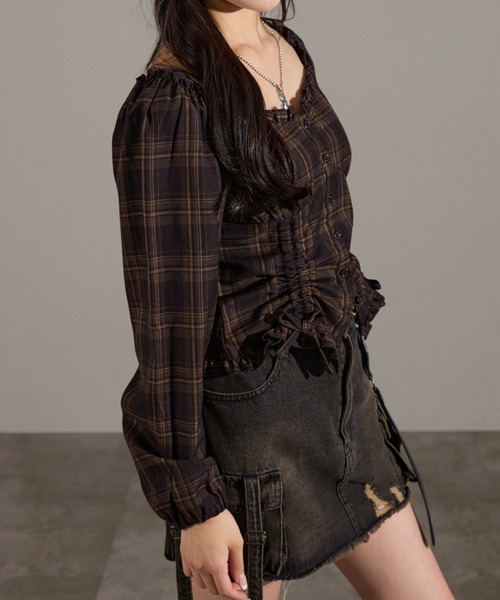 apres jour mignon（アプレジュールミニョン）の「２Wayドロストブラウス（シャツ/ブラウス・レディース・ブラウン系その他/ブラック/ボルドー・LARGE/フリー）」の16枚目の写真