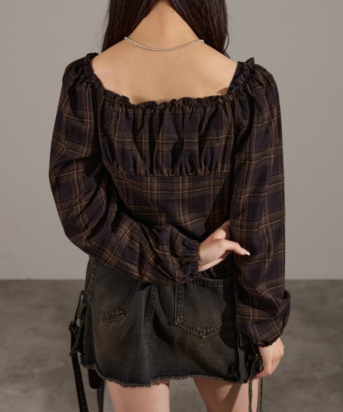 apres jour mignon（アプレジュールミニョン）の「２Wayドロストブラウス（シャツ/ブラウス・レディース・ブラウン系その他/ブラック/ボルドー・LARGE/フリー）」の17枚目の写真