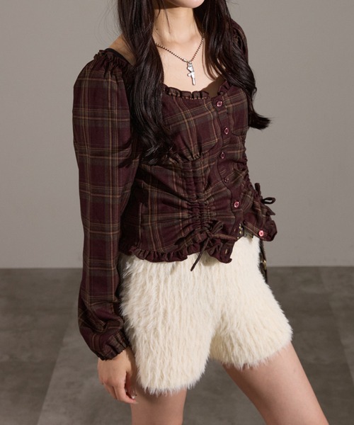 apres jour mignon（アプレジュールミニョン）の「２Wayドロストブラウス（シャツ/ブラウス・レディース・ブラウン系その他/ブラック/ボルドー・LARGE/フリー）」の19枚目の写真