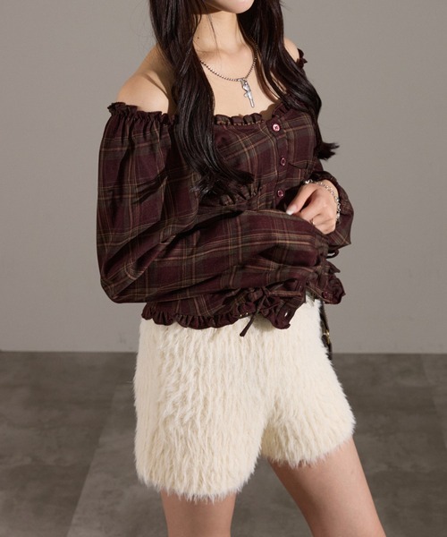 apres jour mignon（アプレジュールミニョン）の「２Wayドロストブラウス（シャツ/ブラウス・レディース・ブラウン系その他/ブラック/ボルドー・LARGE/フリー）」の21枚目の写真