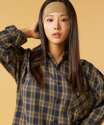[起毛] オーバーサイズ アンナ 秋冬 チェックシャツ [ネイビー] KCL.
