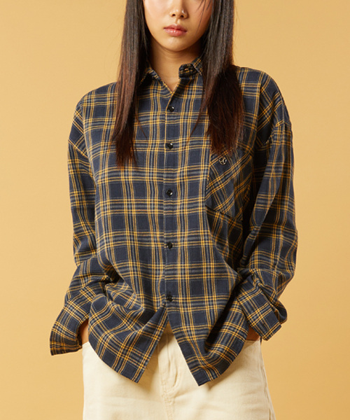 KOLEAT（コレット）の「[起毛] オーバーサイズ アンナ 秋冬 チェックシャツ [ネイビー] KCL.（シャツ/ブラウス・レディース・その他・X-LARGE/MEDIUM/LARGE）」の2枚目の写真