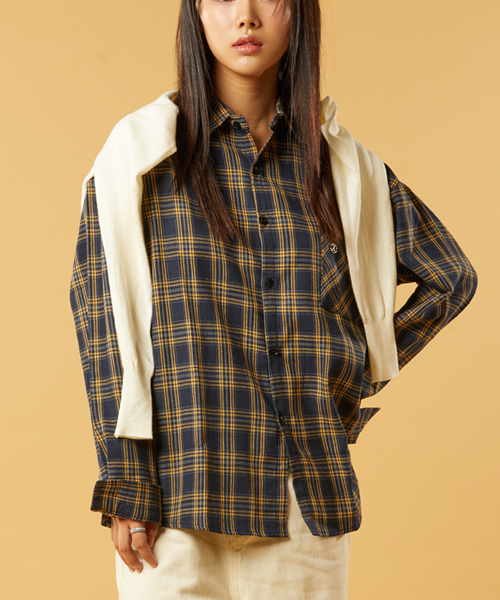 KOLEAT（コレット）の「[起毛] オーバーサイズ アンナ 秋冬 チェックシャツ [ネイビー] KCL.（シャツ/ブラウス・レディース・その他・X-LARGE/MEDIUM/LARGE）」の3枚目の写真