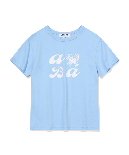 セール】オブにABAスタリボンハーフTシャツ (ライトブルー)（Tシャツ