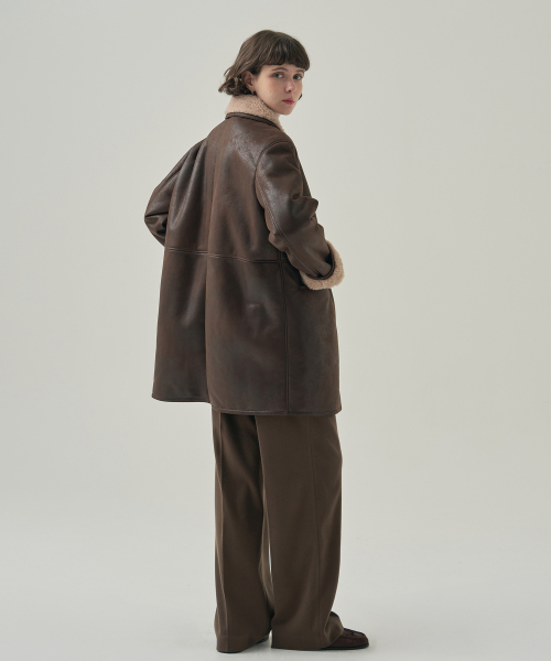 DRAWFIT WOMEN（ドローフィットウーマン）の「ウェルトハーフシアリングジャケット [BROWN SUEDE]（ムートンコート・レディース・その他・MEDIUM/SMALL）」の2枚目の写真