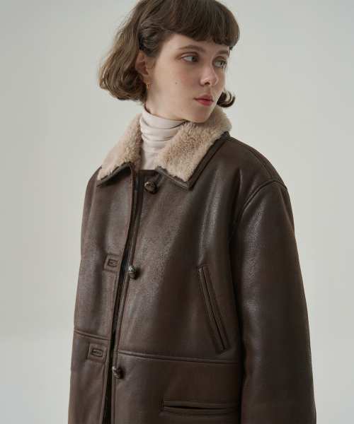 DRAWFIT WOMEN（ドローフィットウーマン）の「ウェルトハーフシアリングジャケット [BROWN SUEDE]（ムートンコート・レディース・その他・MEDIUM/SMALL）」の3枚目の写真