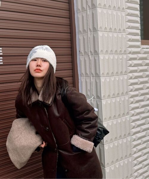 DRAWFIT WOMEN（ドローフィットウーマン）の「ウェルトハーフシアリングジャケット [BROWN SUEDE]（ムートンコート・レディース・その他・MEDIUM/SMALL）」の7枚目の写真