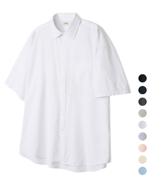 COSTUME O’CLOCK(コスチュームオクロック)の「クールヘリンボーンショートスリーブシャツ9COLOR COOSSH187(シャツ/ブラウス・レディース・ネイビー/ダークグレー/ラベンダー/オレンジ/イエロー/ホワイト/グレイッシュベージュ/ブラック/スカイブルー・LARGE/MEDIUM/SMALL)」の11枚目の写真