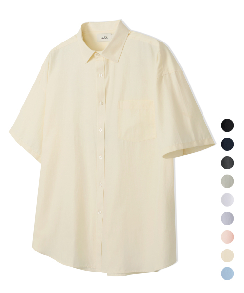 COSTUME O’CLOCK(コスチュームオクロック)の「クールヘリンボーンショートスリーブシャツ9COLOR COOSSH187(シャツ/ブラウス・レディース・ネイビー/ダークグレー/ラベンダー/オレンジ/イエロー/ホワイト/グレイッシュベージュ/ブラック/スカイブルー・LARGE/MEDIUM/SMALL)」の15枚目の写真